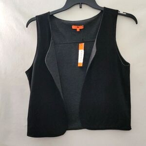 NWT Maple & Cliff Top Womens Blouse Sleeveless black and grey cotton Size L